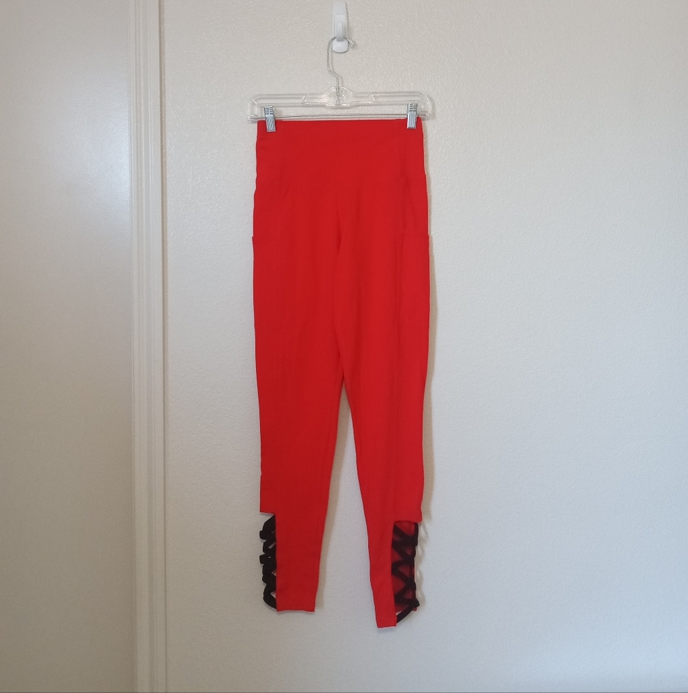 NY&C high Waist Compression Red Leggings NWT